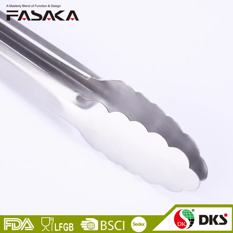 
BMJ0179 Outdoor Camping Bamboo handle stainless steel bbq grill tongs 16 inch 