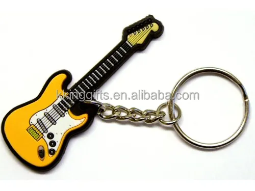 2015 guitar shaped gifts Wholesale Fashion Promotion Custom Soft PVC Keychains / pvc keyholder
