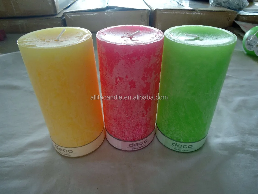 Allite home decorative private label paraffin frosted scented pillar candle