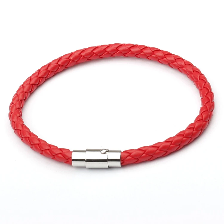 Wholesale jewelry handmade woven magnetic buckle leather bracelet