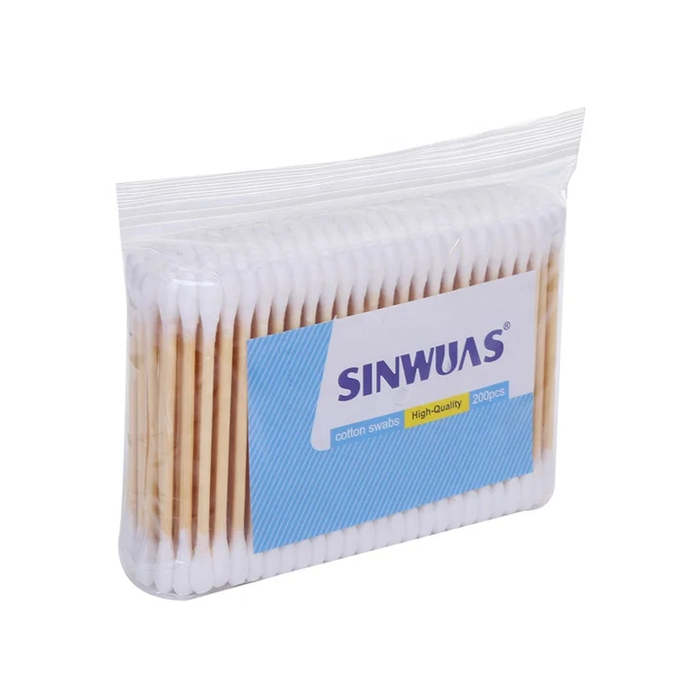 High quality double head design safety nontoxic double - end wooden cotton tips swabs for makeup