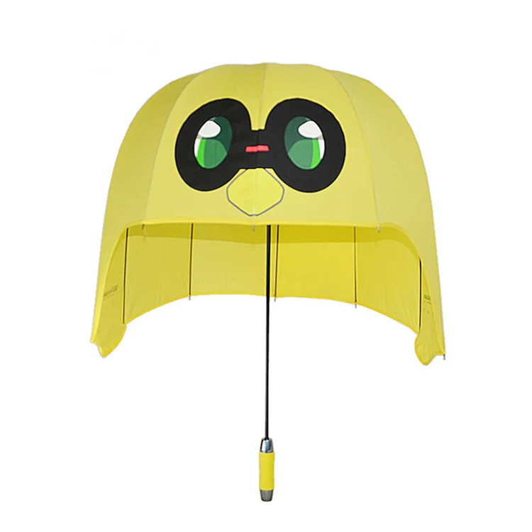 Customized yellow Umbrella Helmet Shaped Maximum Rain Protection Windproof Sunscreen Anti UV Umbrella