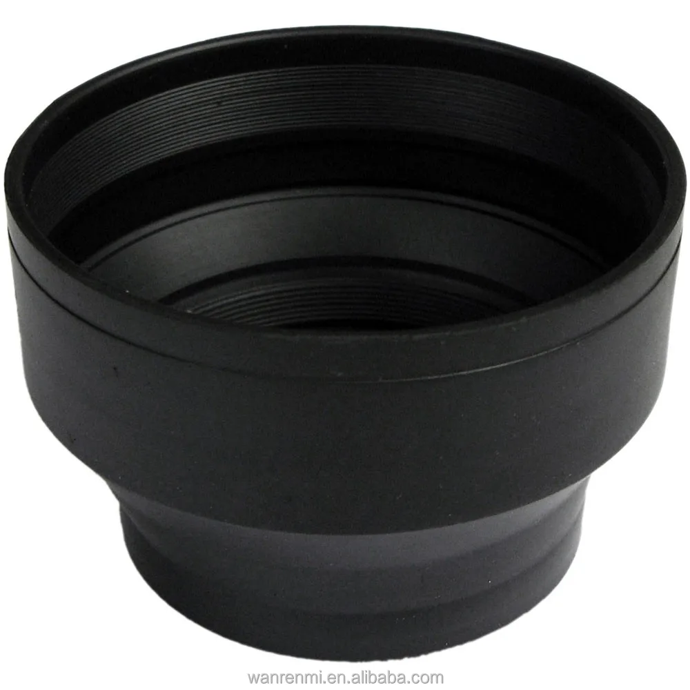 
49mm Three function 3 in1 Collapsible rubber lens hood for digital camera 