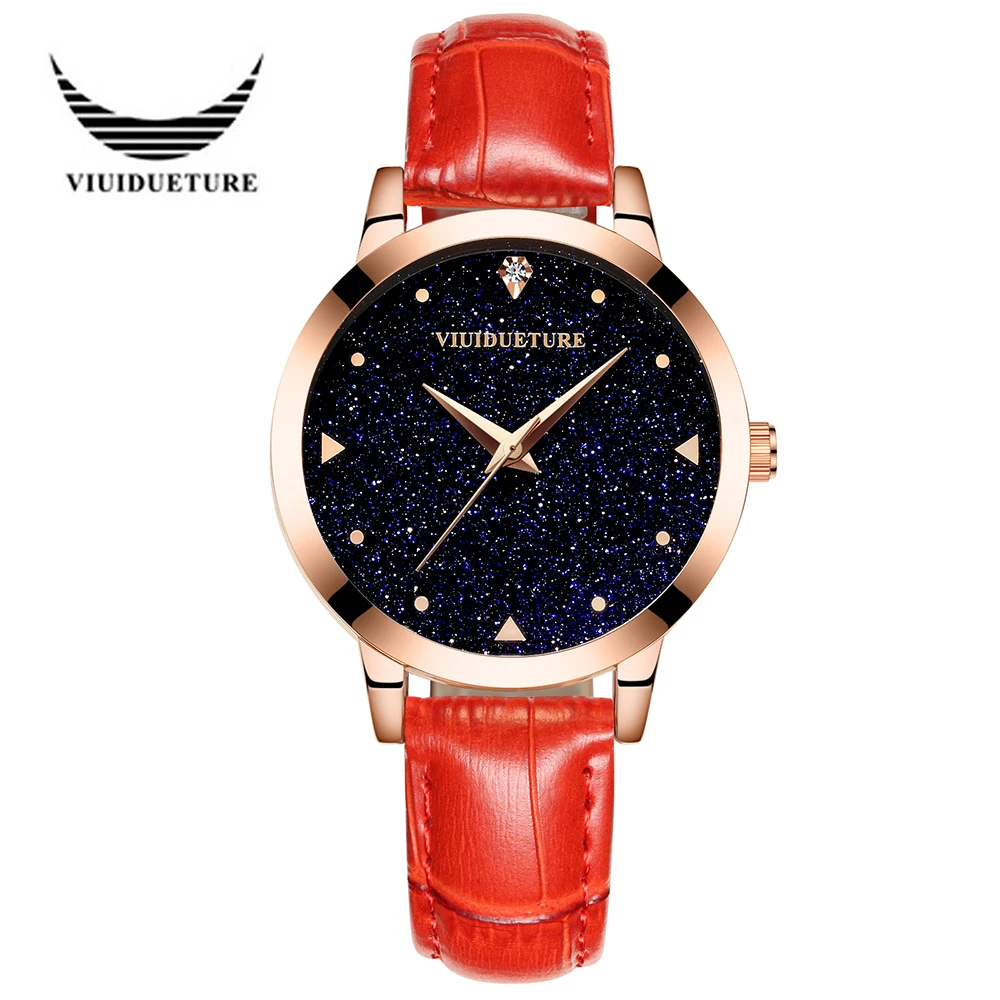 Lady stone watch black dial Japan movement Quartz Watches like the night sky with stars for your lover