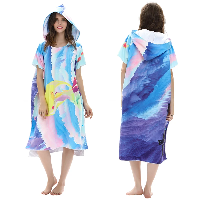 Leisure Daily Use Original Design Large Printed China Supplier Best Quality Private Custom Adult Poncho Hooded Towel