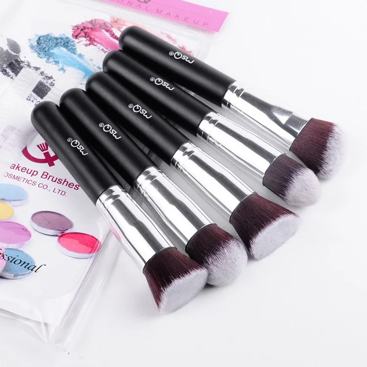 MSQ Newest Package 5pcs kabuki brush best face makeup brushes vegan hair flat foundation contour blush powder brush makeup