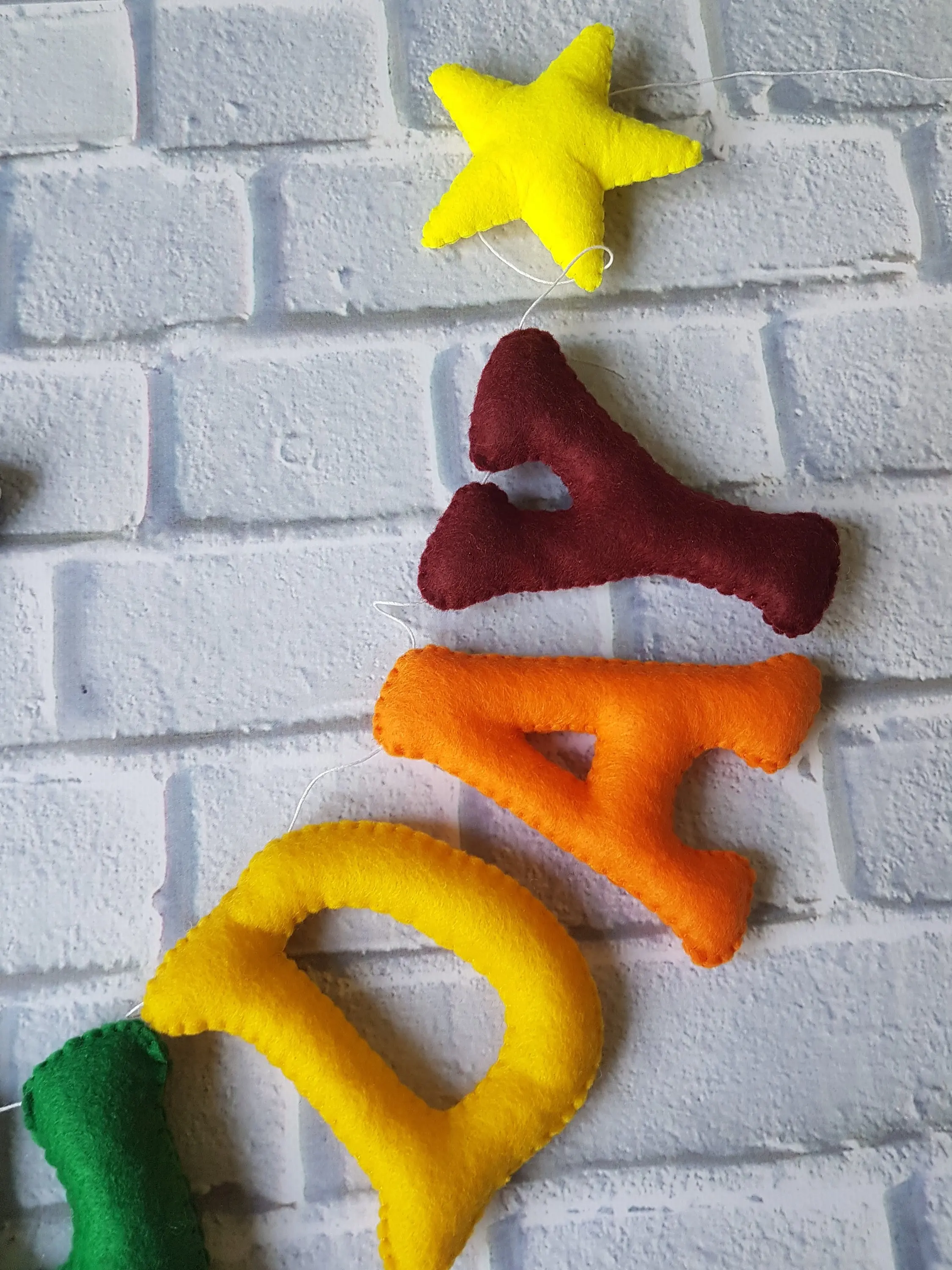 Happy birthday felt banner garland kids birthday letter Alphabet banner for party decoration