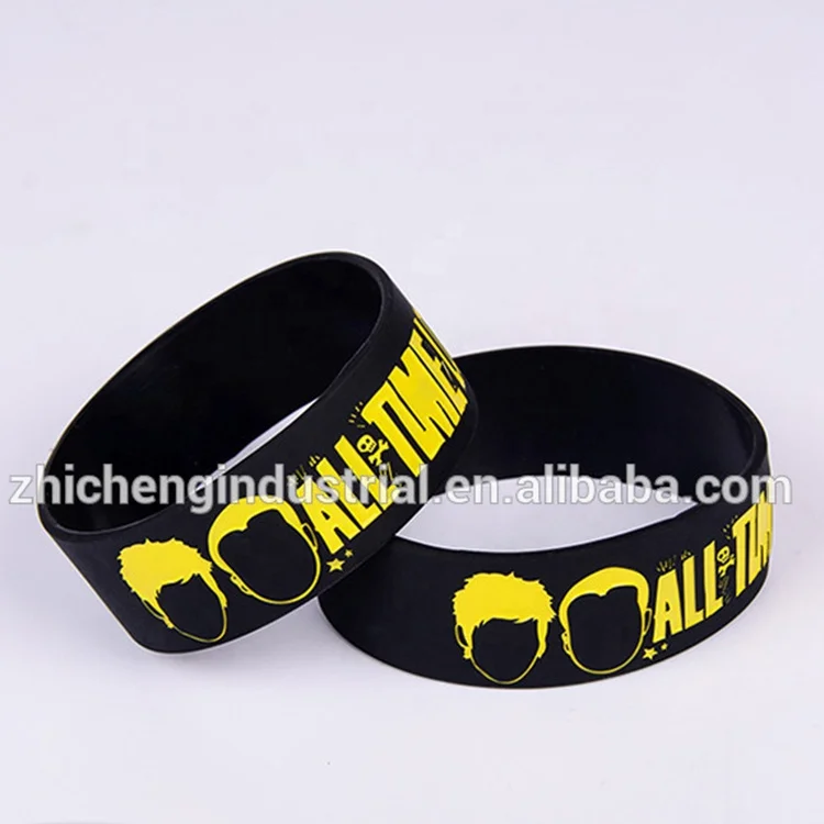 Cool Boy Hand Band Big Custom Silicone Bracelet 1 Inch Rubber Wristband Debossed and Printed Wristband