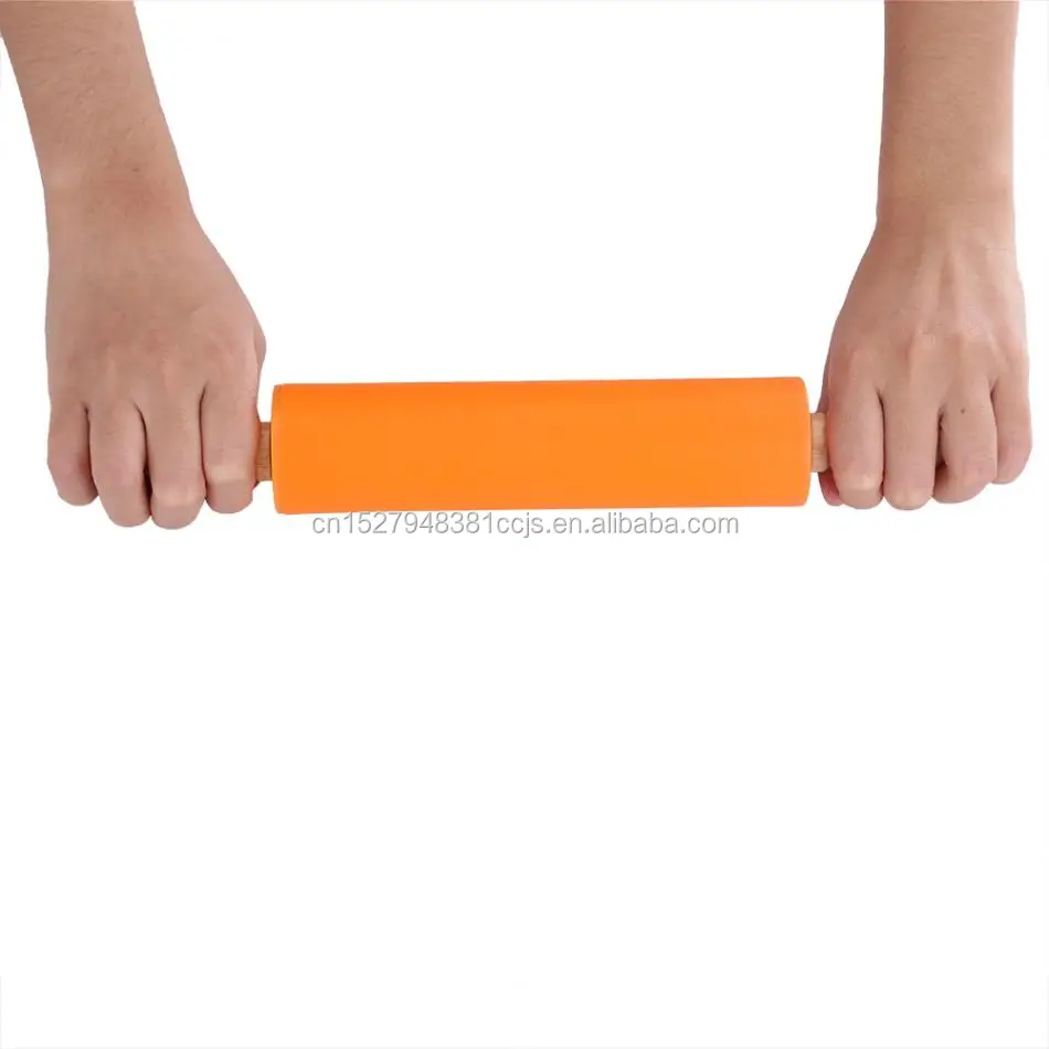 Silicone Rolling Pins with wooden handle Non-Stick Bakeware Fondant Rolling Pin with Plastic Handle Pastry Tools