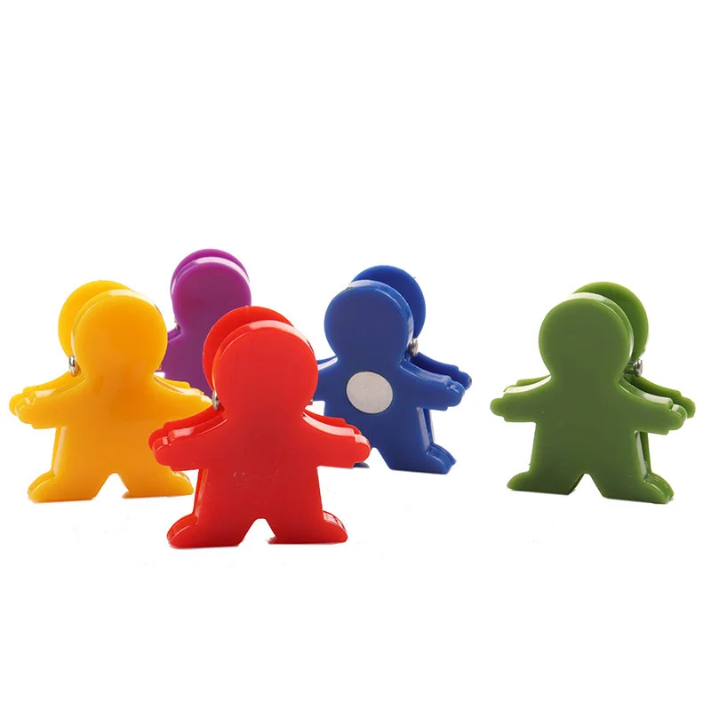 Cute magnet clips humanoid colorful cartoon holder for office stationery