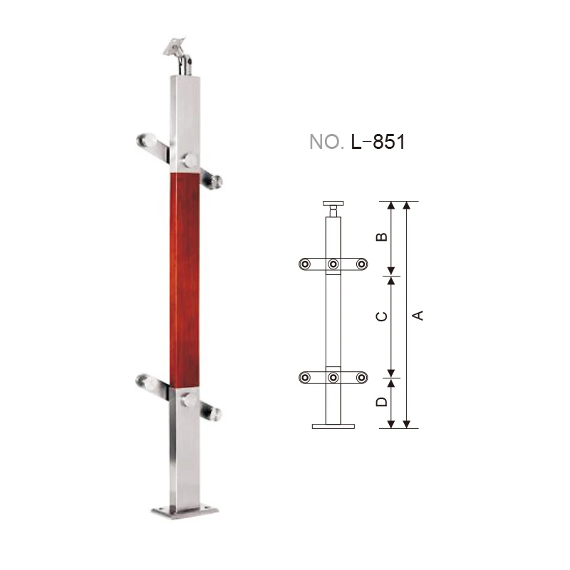 Stainless steel 304/316 2 sided glass clamp exterior metal balustrade railing metal colume/pillar for glass balcony railing