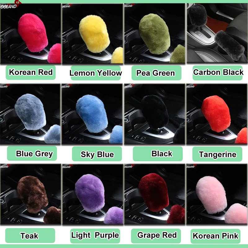 Girl 100% Sheepskin Fluffy wool Car Gear Shift Level Stick Knob Handball Cover For Car Accessory Australian Merino Sheepskin Fur