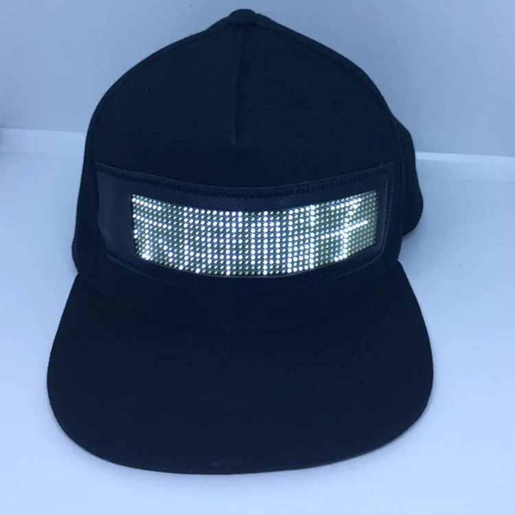 Wholesale USB Rechargeable Led Advertising Scrolling Message Hat LED Display Cap