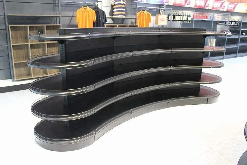 Design Gondola Supermarket Shelf with Glass Layer