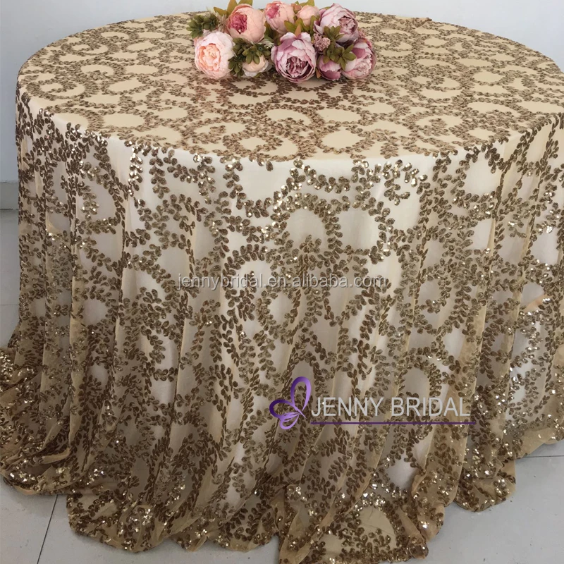 SQN#73 banquet table cloth sequin embroidery tablecloth rose gold sequin table cloth