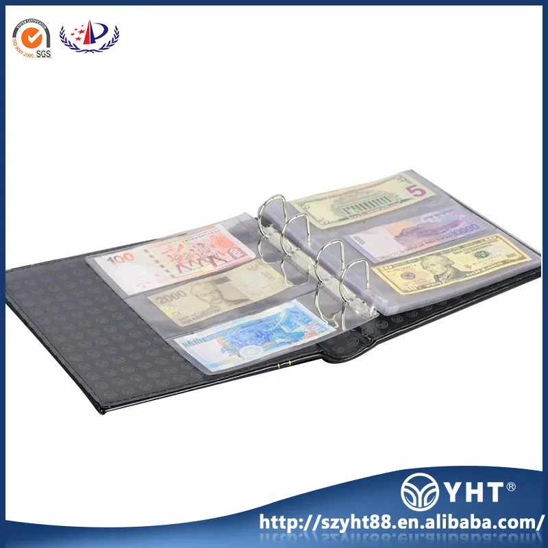 Оригинальная коллекция из ПЭТ кожи, чехлы для банкнот с 10 прозрачными страницами