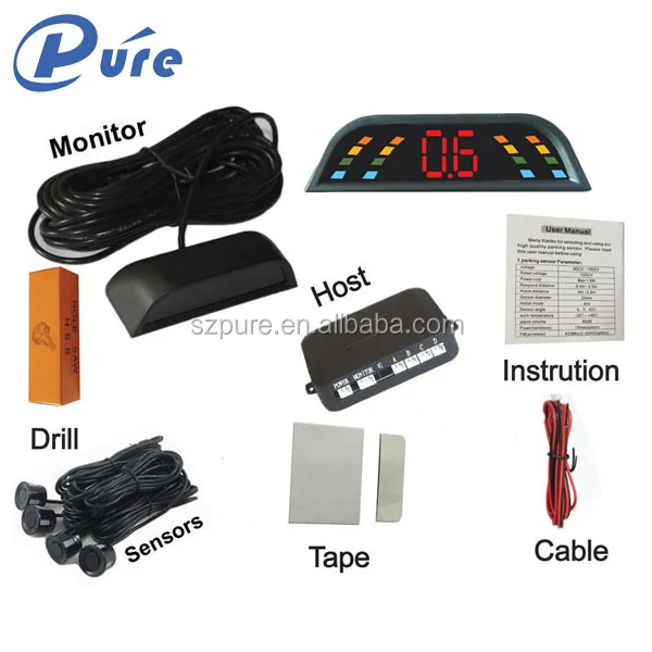 Beeper Parking Guidance System LED Monitor Kit Original Car Reverse Parking System 4 Sensors Radar System