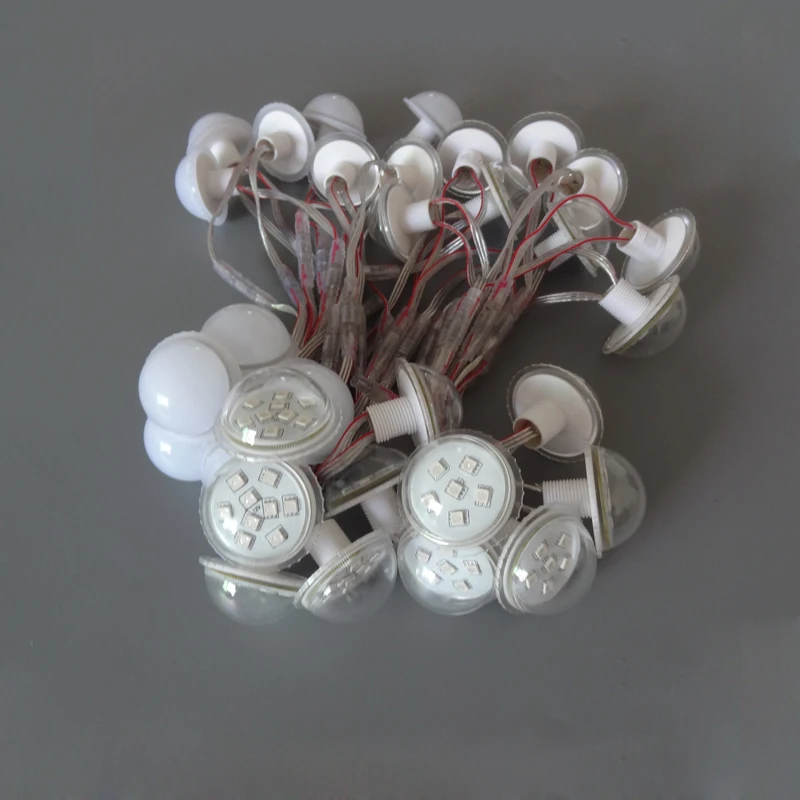 45mm 9leds Cabochon funfair rgb pixel led lights with pigtails for amusement rides transparent cover