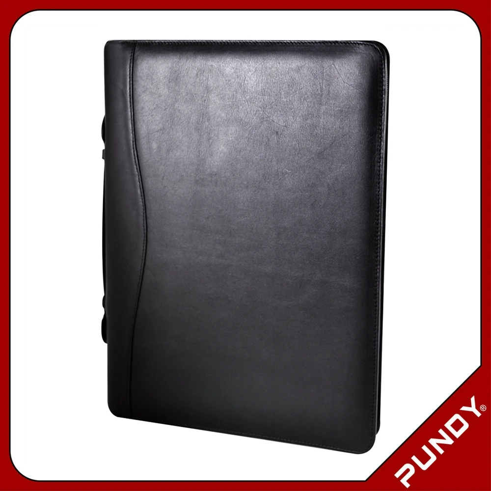 
embossing conference A4 document leather file folder for interview 
