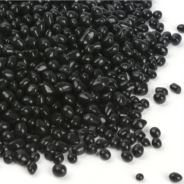 Decorative Flat Black Round Fire Pit Glass Stones Rocks for Fire Pit Fire Bowls Fireplace Planter Decoration