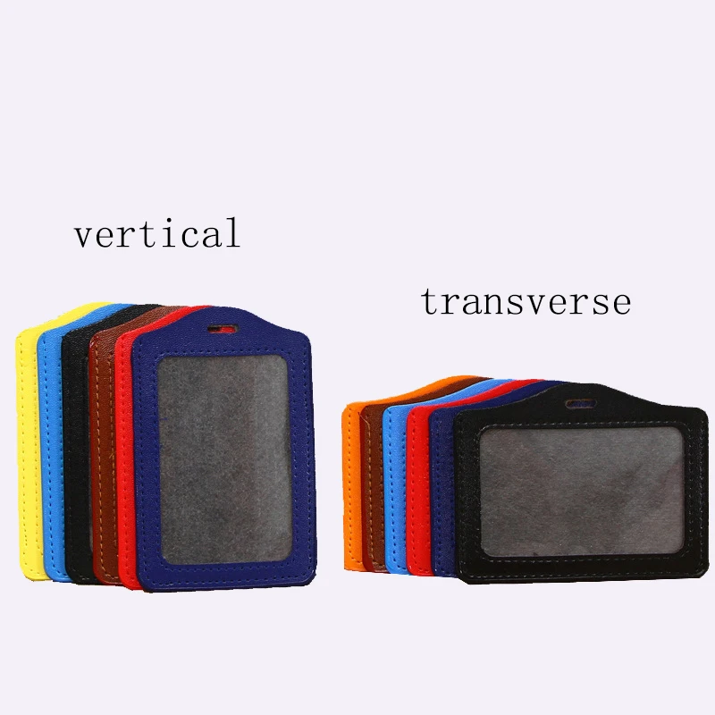 Free Sample Horizontal Vertical Pu Leather Name Card Holder Without Lanyard