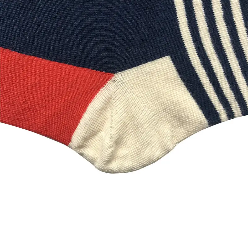 Funky Mens 100% Cotton Cuff Thin Stripe Dress Socks with Striped Toes and Legs