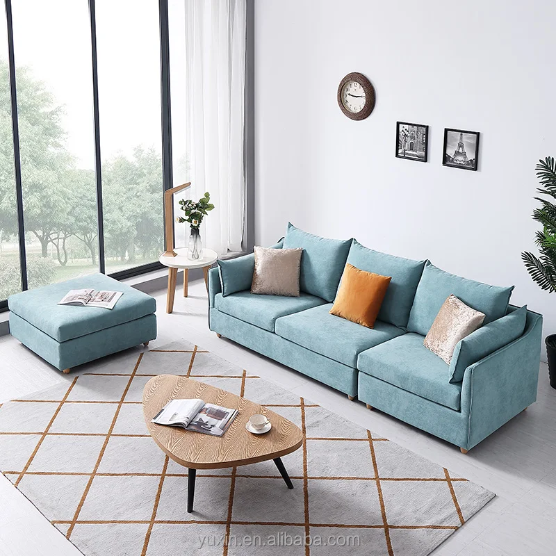 china factory modern green fabric small size cheap sofa set