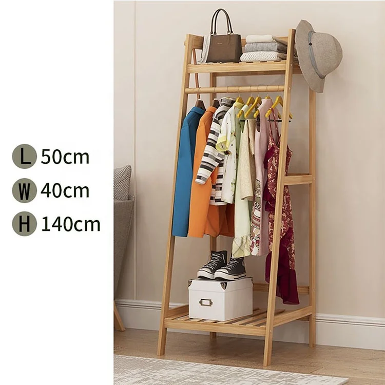 Creative Design Functional  Bamboo Clothes Rack Hat Rack Shoe Stool Combination