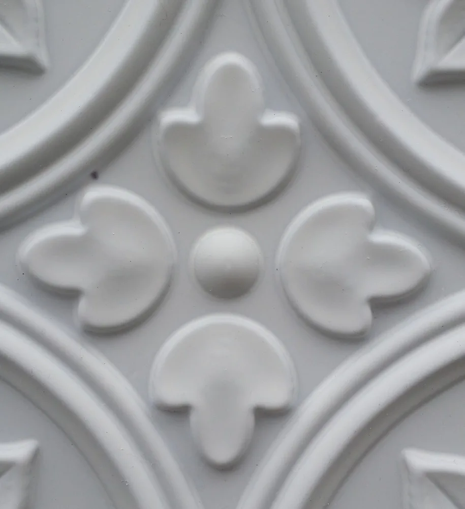 Faux tin 3D embossed cafe pub decor wall panels PLB10 white matte