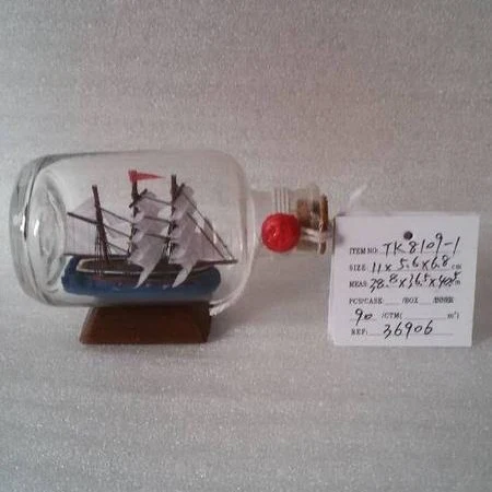 Marine Glass bottles,Bottle ships (11x5.6x6.8cm) Ship in bottle, Glass floats