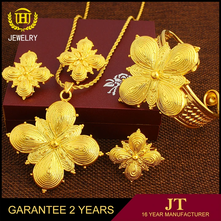 JH Popular Fashion Gold Plated Trendy Jewelry For Gift Wholesale 18K Gold Color Jewelry Set