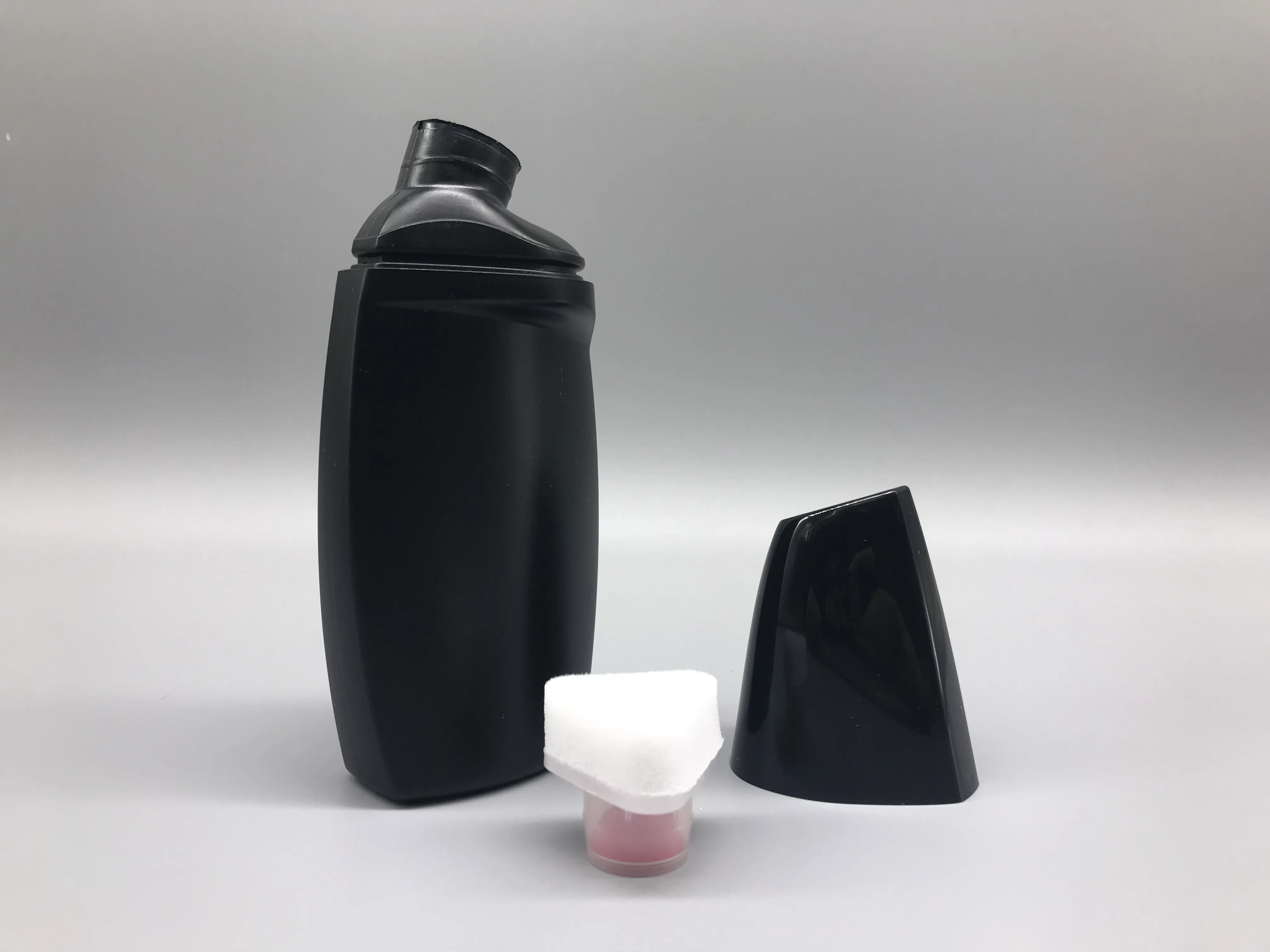 Perfect PE 3oz 100ml plastic black shoe polish cream bottle with sponge applicator