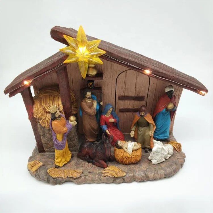Resin Christmas Nativity Set Religious Figurines Decoration Catholic Religious Items Resin Nativity Set Religious Decoration