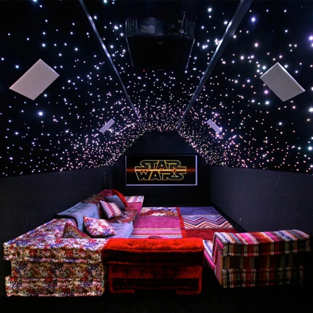 Twinkle LED Fiber optic star ceiling light kit 0.75mm*200pcs*2m optical fiber 16W RGBW Engine starry sky ceiling lights