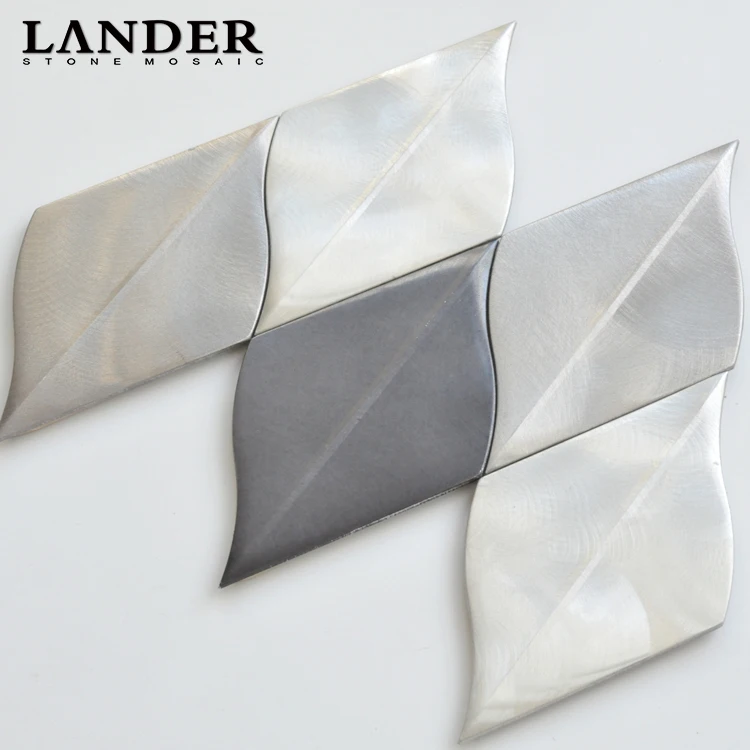 Art 3d mixed color brushed aluminium backsplash metal mosaic tile