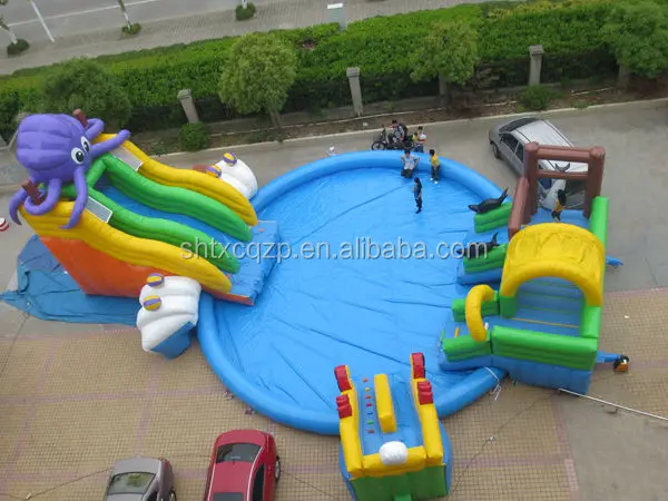 
children inflatable octopus onland water park with large water pool factory supply 