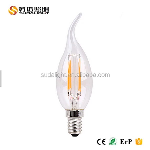 Bulb Lights Item Type and Glass Lamp Body Material  C35 led filament bulb E14 LED Filament Lamp