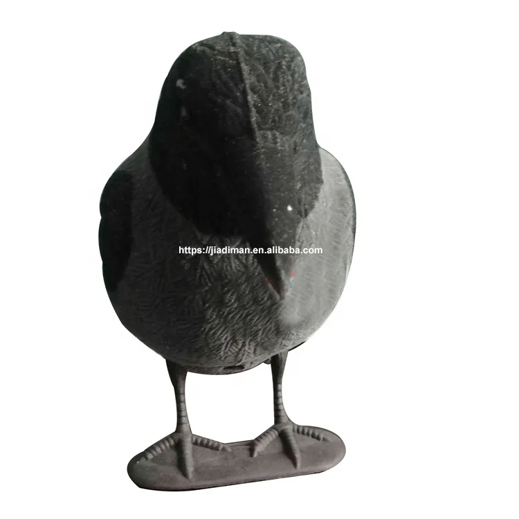 Special design grey black ful body flocked plastic raven flambeau crow decoy garden decoration crow