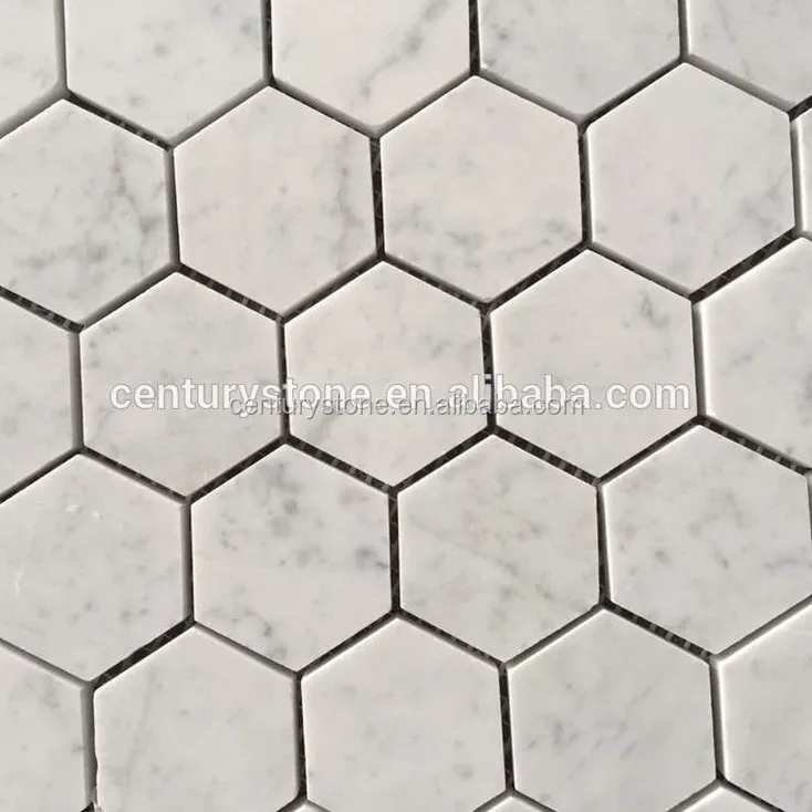 polished 48mm white italy carrara hexagon marble mosaic price tile