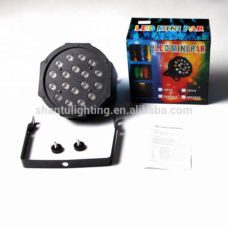 baisun 18pcs led par light RGB 3 IN 1 colorful plastic lighting for home party disco bar lighting