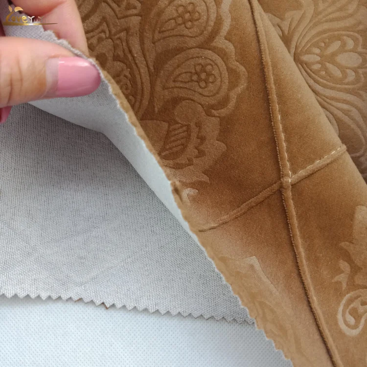 
Floral Embossing Velvet Embroidery Fleece Fabric For Sofa Furniture Material 