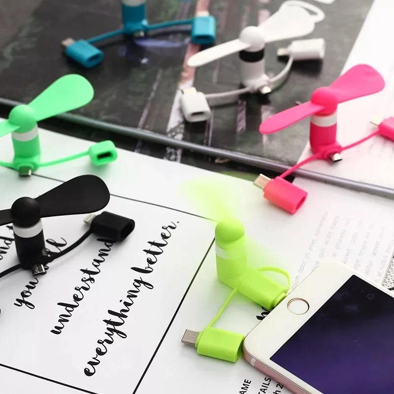 Micro USB Type C and IOS Fan 3 in 1 Phone Fan with custom logo
