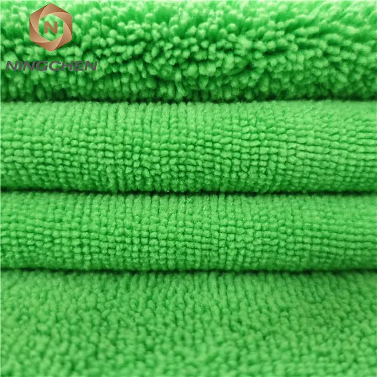 Blue Color Microfiber One Side Long Pile One Side Short Pile Towel Fabric