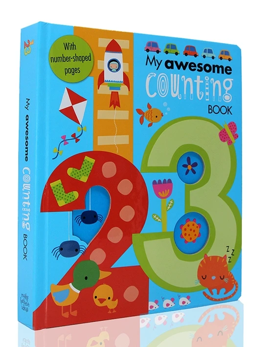 Custom number & letter shaped page book Printing My Awesome Alphabet Counting Book Die cutting children education book printing