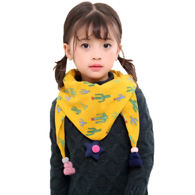 Fashion Lovely Children Designer Cotton Linen Print Scarves Scarf
