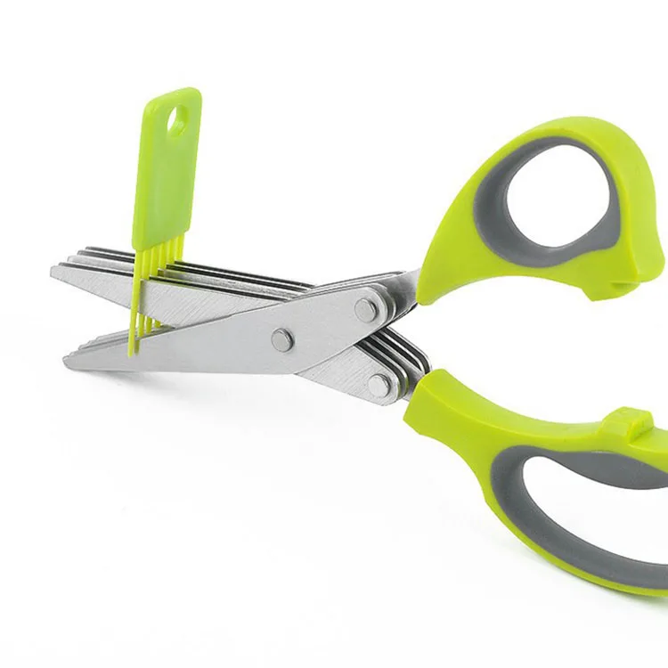 Multipurpose Herb Scissors 5-Layers Kitchen Scissors Stainless Steel Blades QY-5040