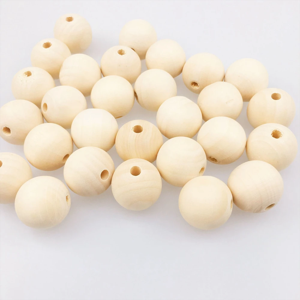 DIY 25mm Natural Maple Wooden Teething Beads