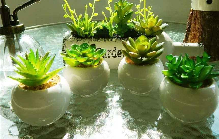 LMDArtificial Succulent Plants Green Unpotted Faux Flower Succulents Mini Echeveria Picks Bulk Stems for Home Indoor Decoration