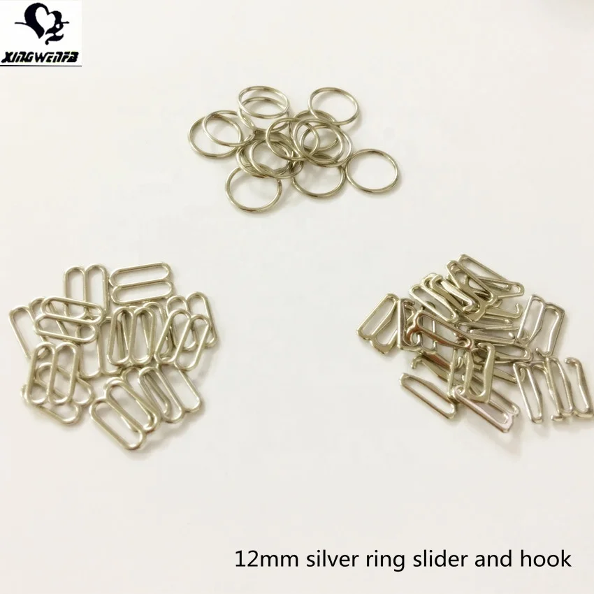 12 мм Хорошее качество серебро без никеля сплав цинка регулирующее кольцо для бюстгальтера слайдеры и крючки