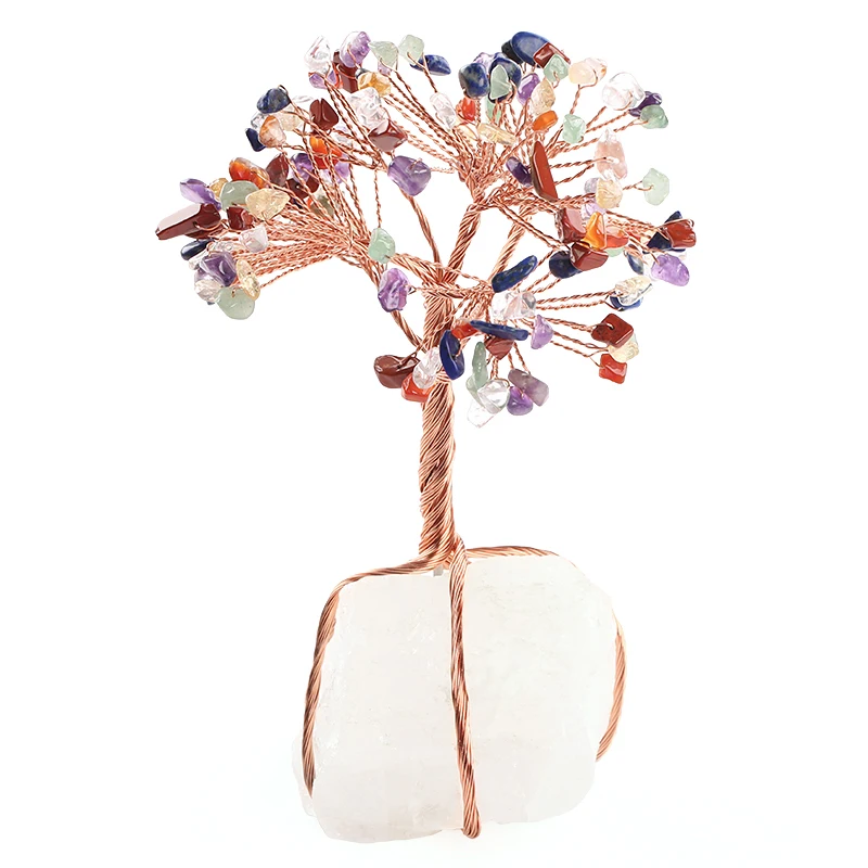 Fashion Crystal Quartz Tree Spiritual Feng Shui Reiki Healing Stone Table Decor